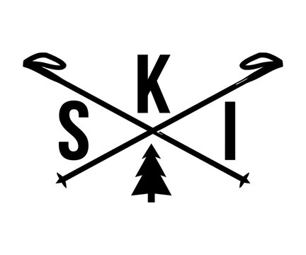Crossed skis mountain resort winter sports ski club logo design