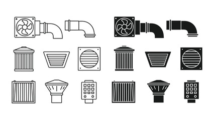 Ventilation and air conditioning icons set, hvac system equipment, industrial and residential ventilation vector illustration © SHAHRIYAR RASEL