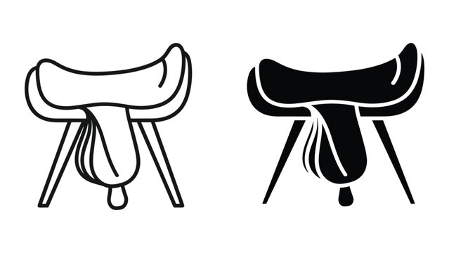 Horse saddle icons, equestrian equipment, vector illustration