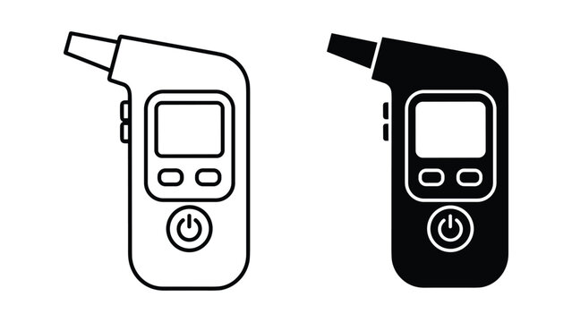 Breathalyzer icon set, alcohol tester device for checking blood alcohol content, vector illustration