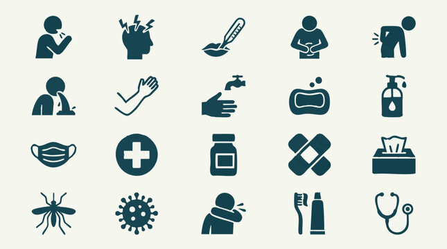 Health, Illness, and Hygiene Medical Icon Set