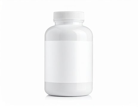 White supplement bottle with plain blank label