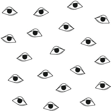 Floating eyeball pattern Brownian motion seamless tileable png clear background for wallpaper 