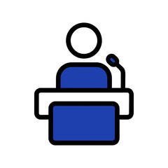 Naklejka premium Person Speaking at a Podium Desk.