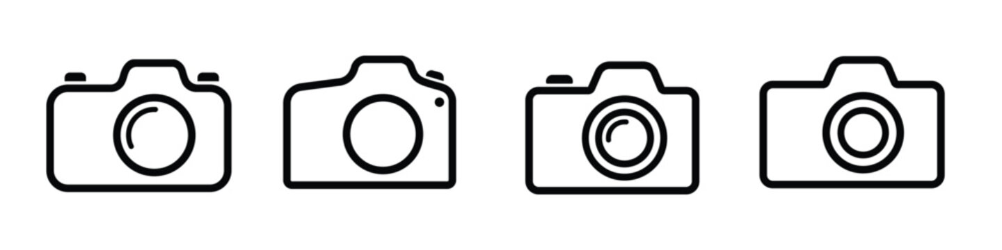 カメラと写真のラインアイコンセット ベクターイラスト