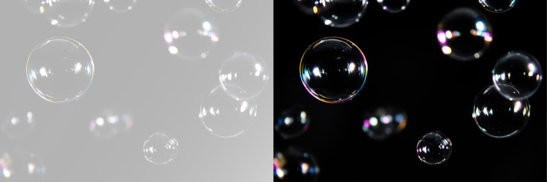 soap bubble overlay with transparent floating bubbles realistic glass spheres for creative design
