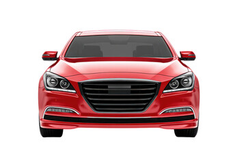 Fototapeta premium Elegant red sedan of modern luxury and style isolated on transparent background. Front view of modern red luxury SUV car isolated on white background.