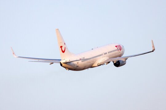 Luqa, Malta - July 16, 2026: TUI Boeing 737-8AS (REG: G-TUKF) in an unusual white scheme with TUI titles, on flight BY4421 to London Gatwick.