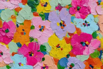 Obraz premium Vibrant floral abstract painting with colorful blooms.