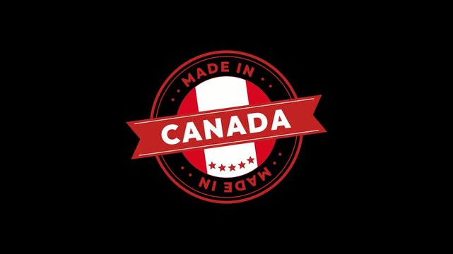 Made in Canada Product Quality Seal Stamp Animation. 4K Video