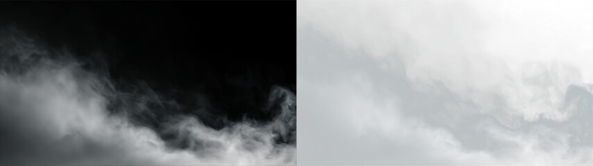 Clouds drift across a gray sky on a transparent background during a quiet moment of the day © Liubov