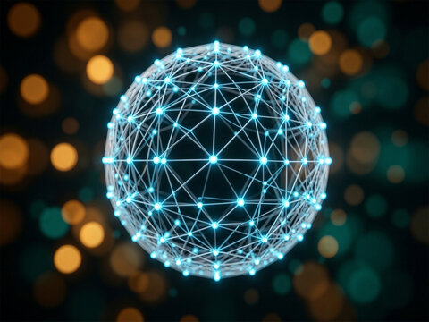 A digital abstract representation of a complex network  centered in the frame