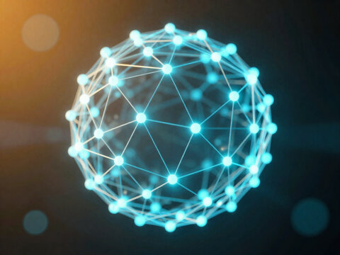 A digital abstract representation of a complex network or neural structure, centered in the frame