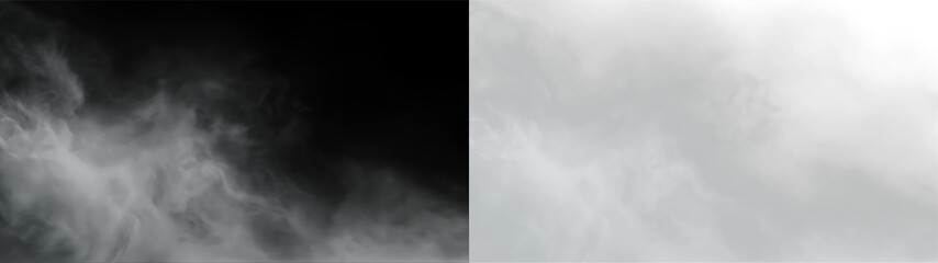 Clouds drift across a gray sky on a transparent background during a quiet moment of the day © Liubov