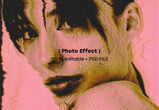 Pink Orange Wave Line Engraving Photo Effect