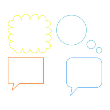 Colorful speech bubbles and thought clouds for creative communication designs transparent background