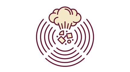 Explosion Icon with Sound Waves and Debris, Abstract Impact Symbol © Atun