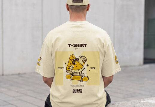 Streetwear T-Shirt Mockup Back View
