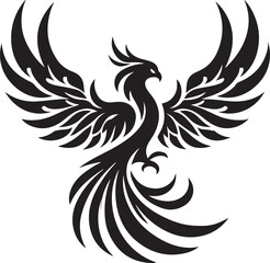 Fototapeta premium Phoenix bird symbol rising with outstretched wings against a white background vector illustration