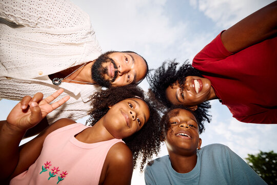 Happy family spends the summer day outdoors