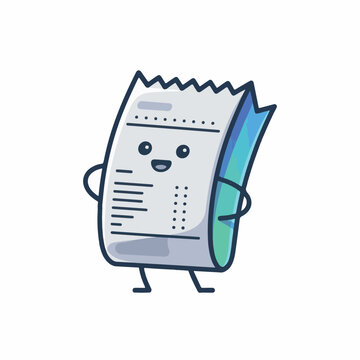 A friendly cartoon scientist alien chara holds a green document with a smile.