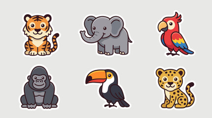 Fototapeta premium Cute cartoon safari animal collection