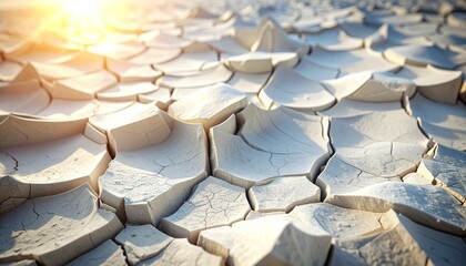 Fototapeta premium Dried cracked clay texture with natural patterns. Minimalist white earth surface for luxury design backgrounds.
