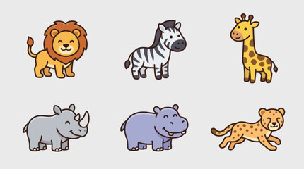 Cute cartoon safari animals collection © Haji