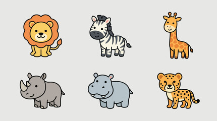 Cute cartoon safari animals collection © Haji
