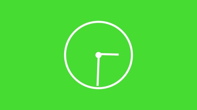 Analog clock spinning animation, clock red green white back ground green black white 
