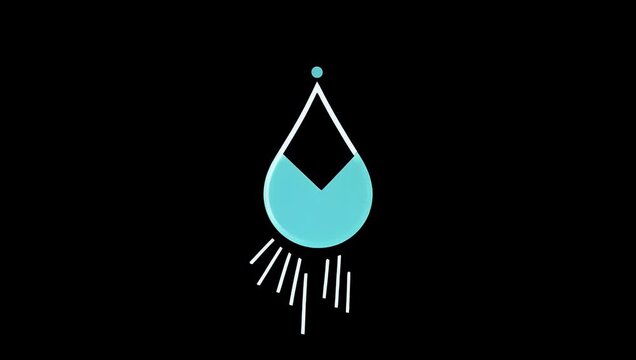 Sleek minimalist 4K motion graphic showing a clean outline of a descending moisture bead against a solid dark background emphasizing modern flat design vector style art and clean transitions