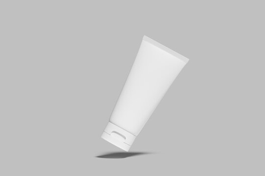 White plastic tube for cream, gel and toothpaste Mockup Design Blank