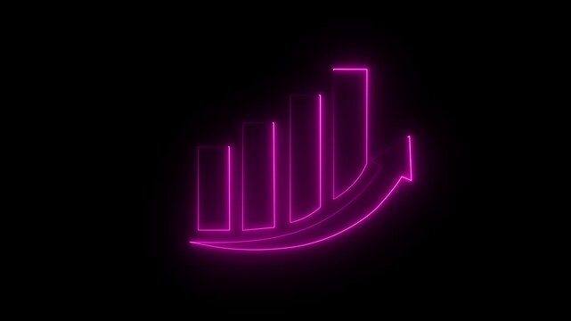 Pink Neon business graph animation increased. Abstract neon line business graph animation. Abstract business growth and start up business concept ,growth concept royal neon line motion video..