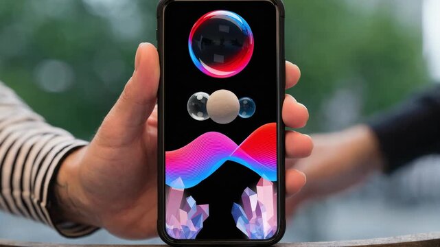 Focused shot on a smartphone screen featuring interactive debt payoff visuals and roboadvisor insights while the user and surroundings remain out of focus.