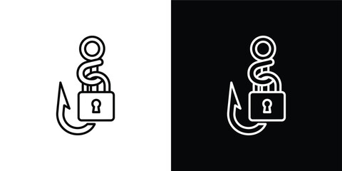 Cyber Phishing Attack and Secure Lock Vector Line Icon © Ahtisham_Graphics