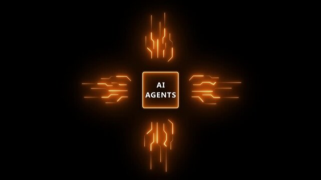 Multi agent AI systems concept on transparent background. AI driven solutions streamline workflow, Decision, Automate daily Tasks. Motion graphics of multiple AI concept.