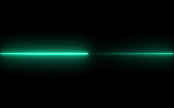 glowing blue neon Straight neon lazer animation of horizontal line on alpha background, straight neon lazer line, seamless loop.