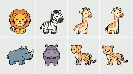 Cute cartoon safari animals collection © Hansol