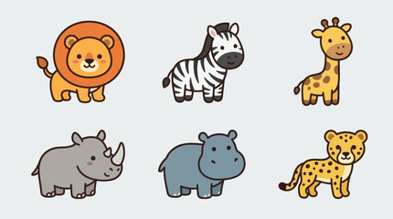 Cute cartoon safari animals collection © Hansol