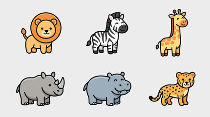 Cute cartoon safari animals collection © Hansol