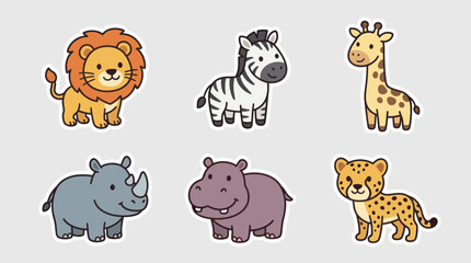 Cute cartoon safari animals set © Hansol