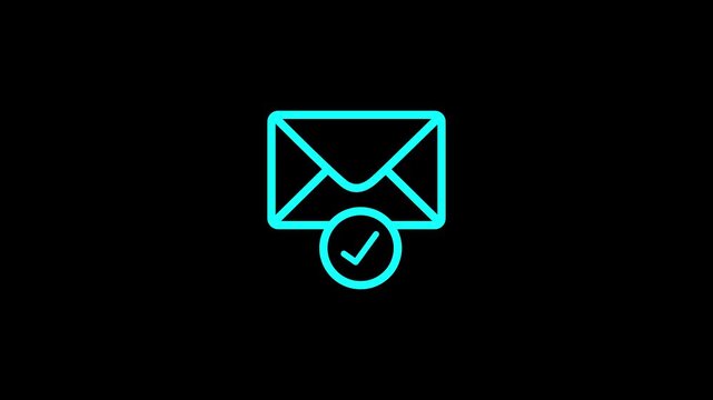 Email box with check mark on a transparent background. motion graphic of mail box concept. 4k animation motion video