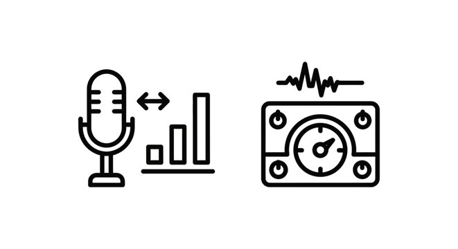 Voice filter selector and preset modulation panel icons for audio processing equipment interface with modulation selector microphone equalizer processing technology equipment settings