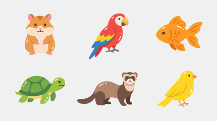 Cute domestic animal collection icon set © Ini