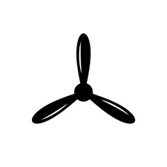 Three blade airplane propeller silhouette icon with propeller, airplane © mert