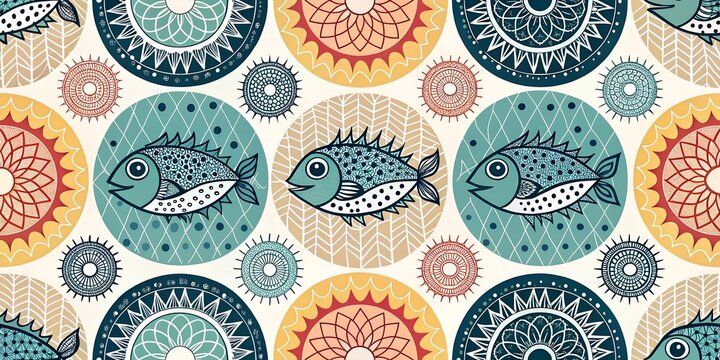seamless easter pattern with fish