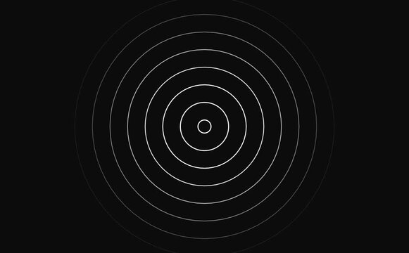 Abstract background. Digital radio waves white circle diffusion animation on black background. Abstract radio wave signal animation 