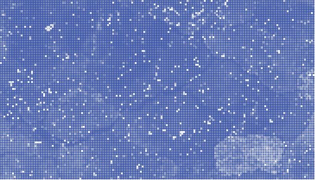 Vibrant blue background with scattered white dots and sparkles everywhere