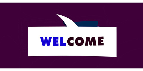 Welcome Hand Lettering Typography, Modern Welcome Text Design, Brush Script Calligraphy, Greeting Word Sticker, Editable Vector Illustration © MdNoorEAlam