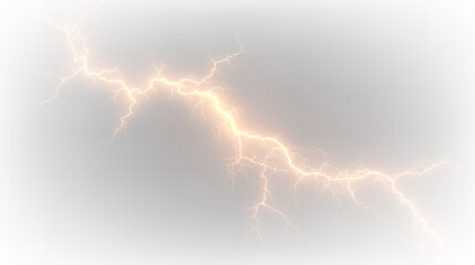 Lightning bolt seen on a transparent background creating an electric visual effect around its jagged edges © Liubov